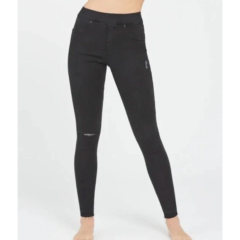 Spanx Distressed Black Ankle Skinny Jeans - M